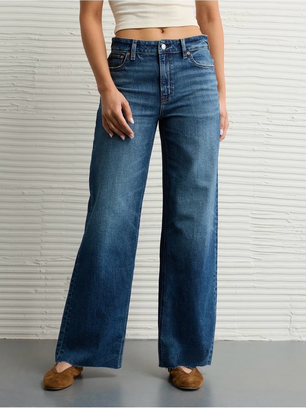 American Eagle Outfitters High-Rise Wide Leg Jeans - Denim Blue
